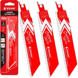 Полотна из карбида вольфрама по металлу, чугуну, легированной стали 8TPI 150 мм, 3 шт, для сабельной пилы Ezarc 8021C06