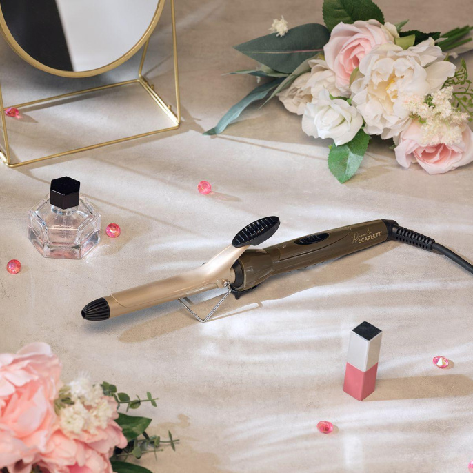 Щипцы для завивки Scarlett SC-HS60676,  золотистый и коричневый