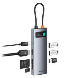 Док-станция Baseus B00030708811-00 Metal Gleam Series 7-Port; вход: Type-C; порты: HDMI4K@60Hz*1 + USB3.0*3 + PD*1 + SD/TF*1; Space Grey