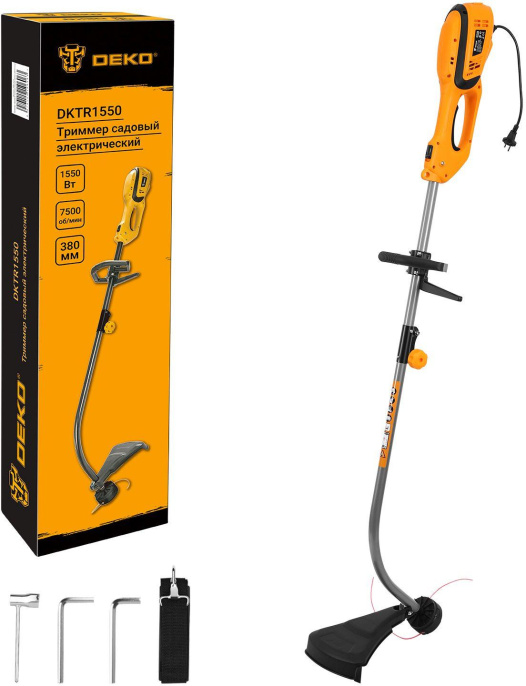Триммер электрический Deko DKTR1550 1550Вт разбор.штан. реж.эл.:леска (065-1211)