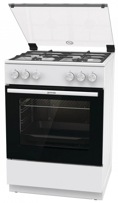 Плита Газовая Gorenje GG6A11WF белый стеклянная крышка реш.чугун
