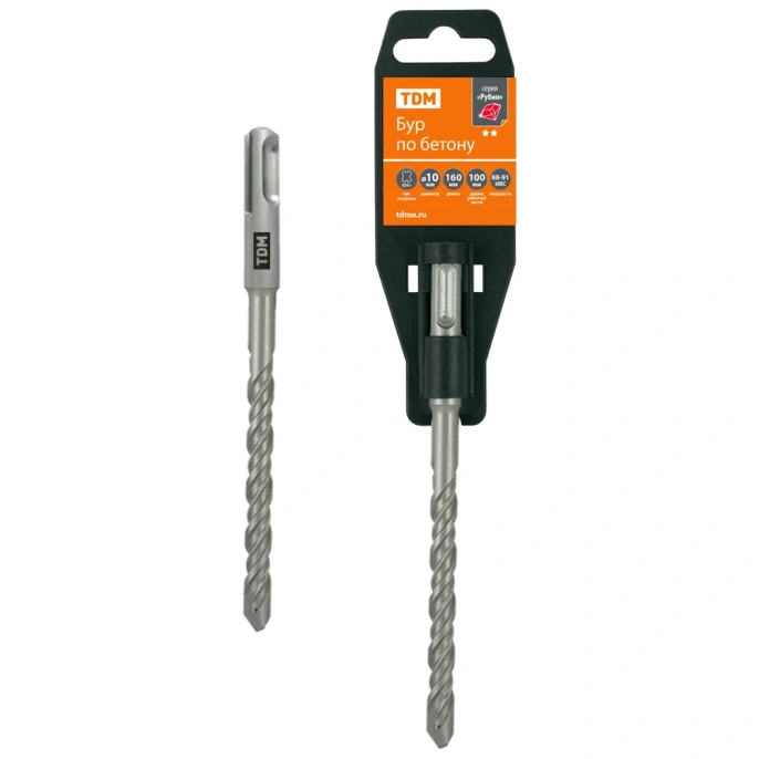 Бур по бетону Рубин 10×160×100 мм, SDS-Plus, 2 резца TDM ELECTRIC SQ1094-0107
