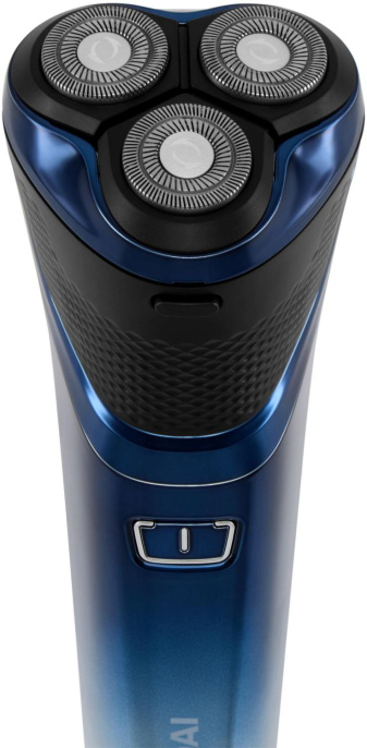 Бритва роторная Hyundai H-SH8089 реж.эл.:3 питан.:аккум. голубой/черный