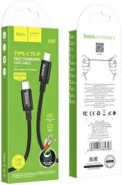 Кабель Hoco X89 Wind iP USB Type-C (m)-Lightning (m) 1м черный коробка