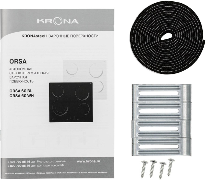 Электрическая варочная поверхность Krona Orsa 60, конфорок: 4 шт.,  стеклокерамика,  независимая, черный