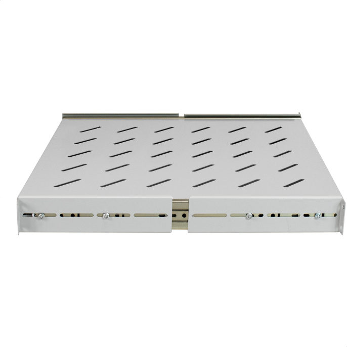 Полка выдвижная 19" ExeGate ECSS-FS800-G перфорированная, глубина 475мм, крепление 19" 1U, для напольных шкафов и стоек глубиной 800мм/1000мм, нагрузка до 40кг, цвет светло-серый RAL 7035 EX300304RUS