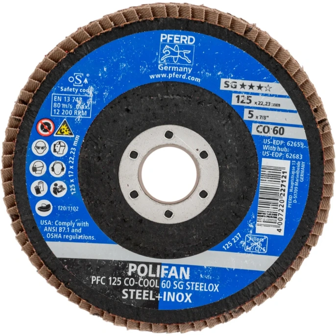 Круг шлифовальный лепестковый PFC 125 CO-COOL 60 SG STEELOX PFERD 67760625