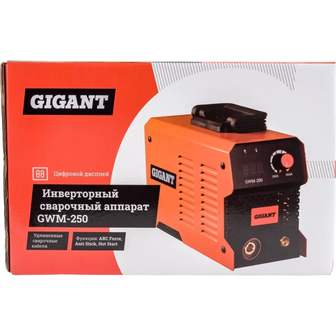 Инверторный сварочный аппарат 250 А; дисплей; кабель 2.5+1.5 м Gigant GWM-250