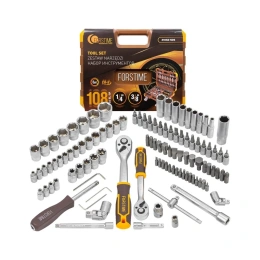 Набор инструментов в пластиковом кейсе FORSTIME 1/4", 3/8" 108 предметов FT-41082-5DS(57355)