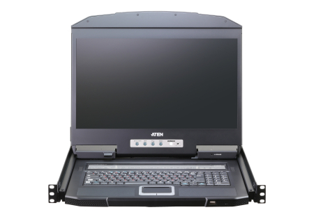 KVM консоль ATEN 18.5" 16-Port PS/2-USB VGA Single Rail WideScreen LCD KVM Switch CL3116NX-ATA-RG