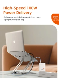 Подставка CABLETIME CS52S (CT-LS08H-AS) док-станция для ноутбука 8-в-1 - Space Grey