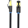 Патч-корд Vention прямой SFTP cat.8 RJ45 - 1м. Черный Тканевая оплетка IKGBF