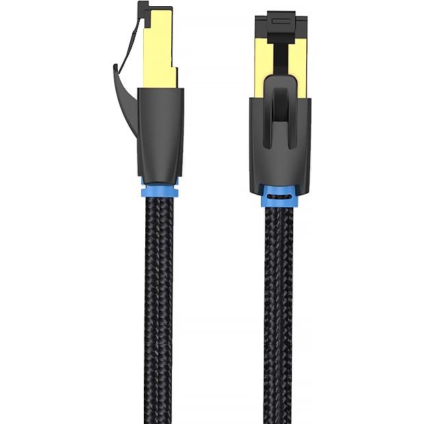 Патч-корд Vention прямой SFTP cat.8 RJ45 - 1м. Черный Тканевая оплетка IKGBF