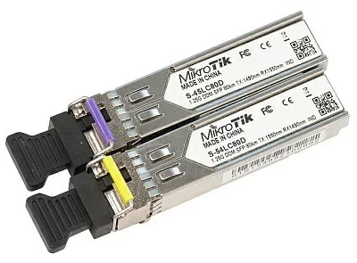 MikroTik S-4554LC80D Пара модулей S-45LC80D (1.25G SM 80km TX 1490nm/ RX 1550nm, Single LC connector)+S-54LC80D (1.25G SM 80km TX 1550nm / RX 1490nm,Single LC connector)