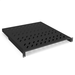 Полка консольная регулируемая 19" ExeGate ECCS-1U450A-B перфорированная, глубина 450мм, крепление 19" 1U, для напольных шкафов и стоек глубиной 600мм/800мм/1000мм, нагрузка до 50кг, цвет черный RAL9004 EX301557RUS