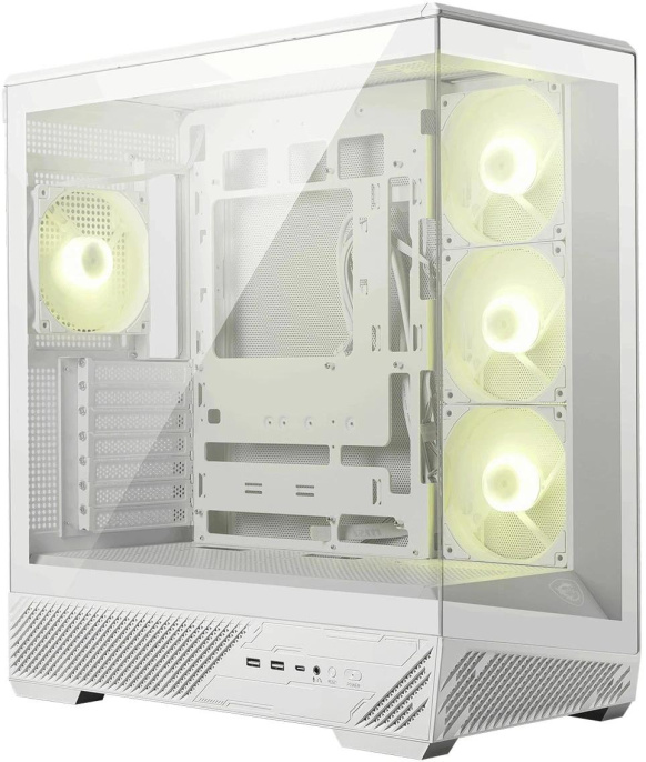 Корпус для ПК MSI MAG PANO 130R PZ White 2xUSB 3.2 Gen 1, 1xUSB 3.2 Gen2 Type-C, 3x120mm ARGB Reverse Blade Fan, 1x120mm ARGB Fan, 1 to 3 Fan PWM Splitter, Tempered Glass Window 306-7G32W21-HH9