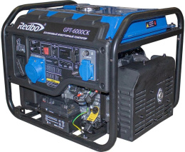 Бензиновый генератор REDBO GPT-6000CK, 220 В, 5.5кВт, на колёсах с АКБ [39793]