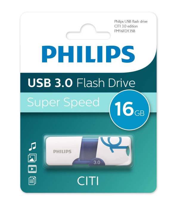 Флеш накопитель 16GB PHILIPS CITI3.0 16GB, USB 3.0 (FM16FD135B/97)