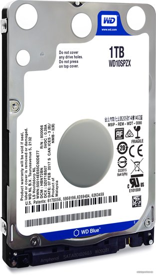 Жесткий диск WD SATA-III 1TB WD10SPZX Notebook Blue (5400rpm) 128Mb 2.5"