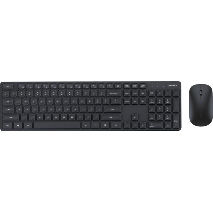 Комплект беспроводная клавиатура и беспроводная мышка UGREEN MK004 (35744) 2.4 GHz Wireless Keyboard 15219 and Wireless Mouse 90372 Set. Цвет: черный