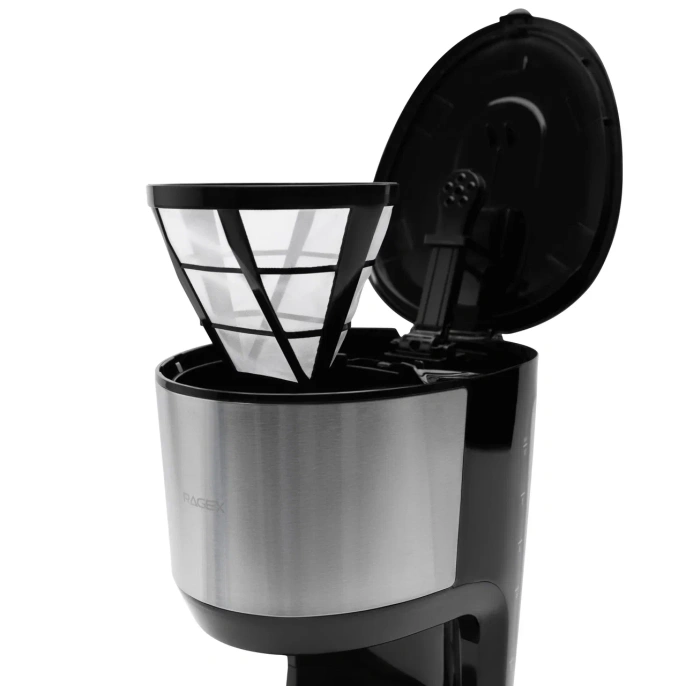 Капельная кофеварка RAGEX R405-000 с ЖК-дисплеем, 1.25 литра, 750 Вт, черный