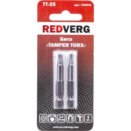 Бита Torx Tamper ТТ25, 50 мм, 2 шт. REDVERG 6623507