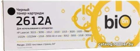 Bion BCR-CRG303/703/Q2612A Картридж для HP {LaserJet 1010/1012/1015/1018/1020/1022/3015/3020/3030/3050/3052/3055/M1005/M1319; Canon i-SENSYS LBP2900B/LBP3000/LBP2900} 2000 стр. , Черный, с чипом