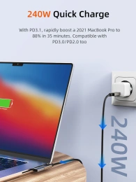 Адаптер CABLETIME CP84G (CT-OTG42-AG) USB4 Type-C OTG центральный L-образный 40 Гбит/с