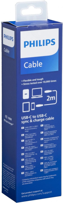 Кабель Philips DLC9102 USB Type-C m -USB Type-C m 2м черный коробка упак.:1шт
