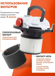 Строительный пылесос Ресанта ПС-1500/20 1500Вт уборка: сухая/влажная/выдув серебристый (75/19/1)