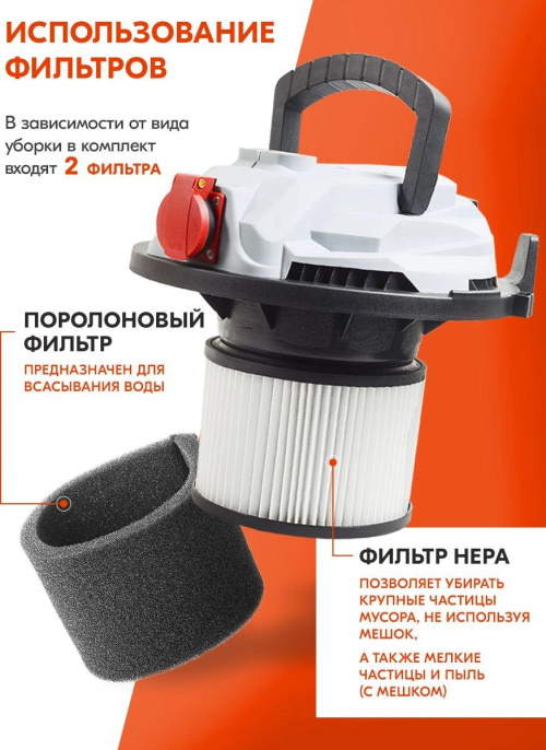 Строительный пылесос Ресанта ПС-1500/20 1500Вт уборка: сухая/влажная/выдув серебристый (75/19/1)