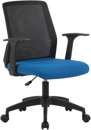 Кресло Cactus CS-MC222-BKBL, сетка/ткань, до 100кг, фиксированные подлокотники,  темно-синий