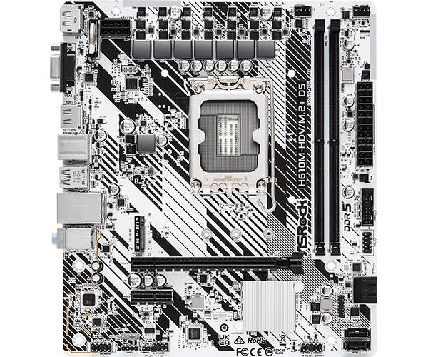 Материнская плата ASRock H610M-HDV/M.2+ D5, Socket LGA 1700, Intel H610, mATX, Ret