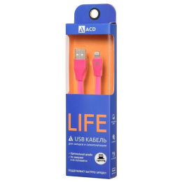 Кабели USB ACD USB кабель ACD-Life Lightning ; USB-A TPE, 1м, маджента ACD-U920-P5M