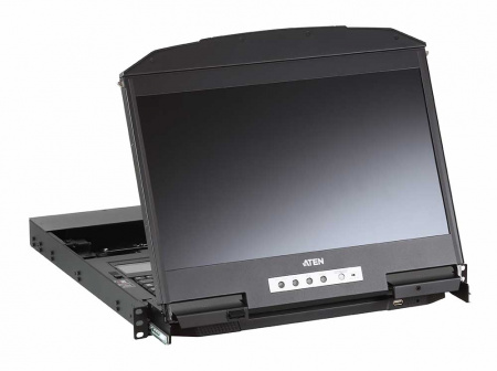 KVM консоль ATEN 18.5" Ultra Short Depth Dual Rail WideScreen LCD Console USB, HDMI / DVI / VGA, 1920x1080 CL3800NW-ATA-RG