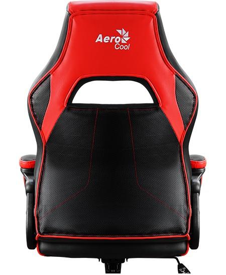 Кресло игровое Aerocool AC40C AIR, полиуретан, до 150кг, топ-ган, фиксированные подлокотники,  черный/красный/красный