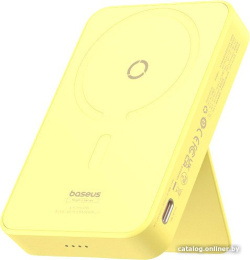 Портативное зарядное устройство Baseus P10064101Y23-00 MagPro Magnetic Bracket Wireless Fast-Charging 5000mAh 20W Lemon Yellow; с кабелем Type-C to Type-C 30cm White
