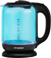 Чайник электрический Hyundai HYK-G2806 1.7л. 2200Вт голубой/черный корпус: стекло