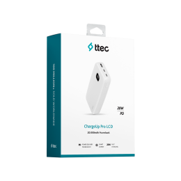 Внешний аккумулятор TTEC ChargeUp Pro LCD 20.000mAh PD 20W Powerbank. Цвет: белый