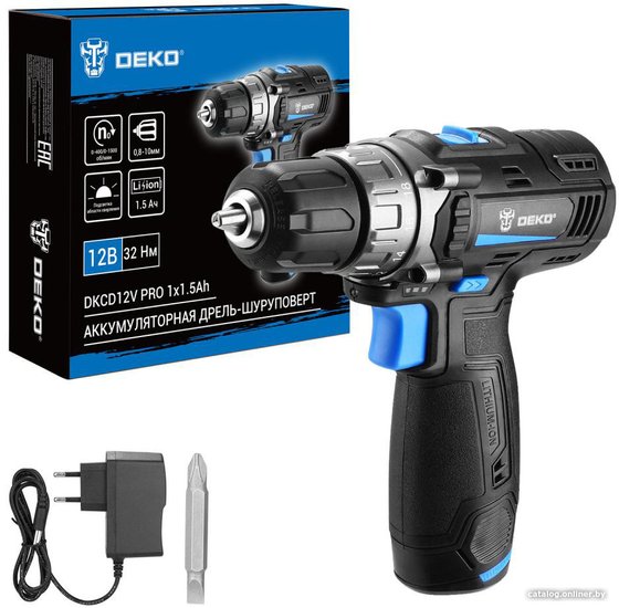 Дрель-шуруповерт аккумуляторная DEKO DKCD12V PRO 083-1003