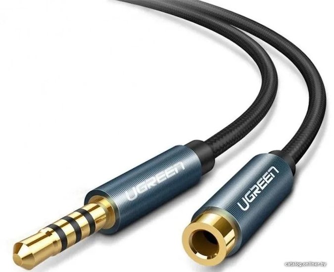 Удлинитель кабеля UGREEN AV118 (40672) 3.5mm Male to 3.5mm Female Extension Cable. Длина: 0,5м. Цвет: черный/синий