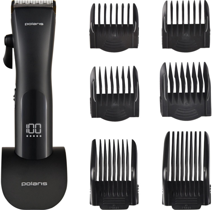 Машинка для стрижки Polaris PHC 2500 черный 3Вт насадок в компл:6шт