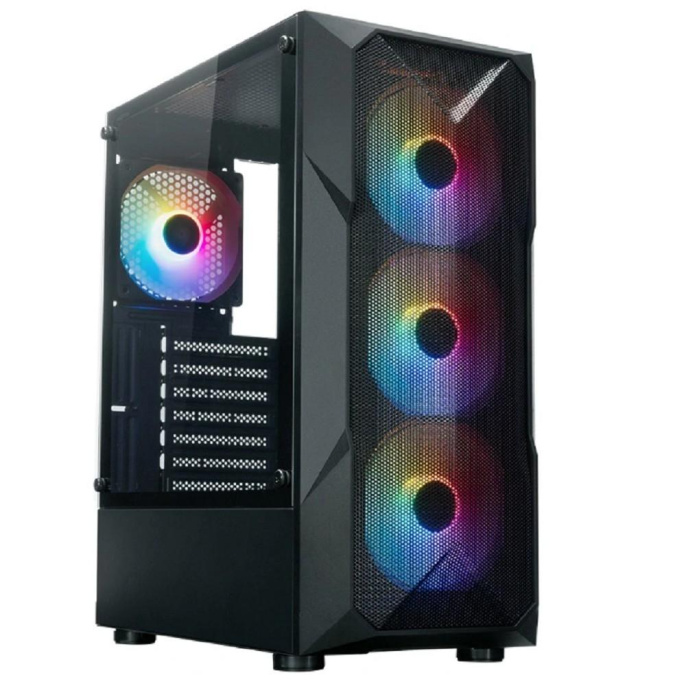 XASTRA Корпус A304 4FRGB Black ATX/Mesh/half-size TG/4x120mm FRGB FC fans/ A304-4FC12F
