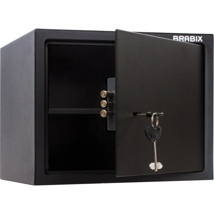 Офисный мебельный сейф BRABIX SF-280KL 280х350х300 мм, ключевой замок, черный 291148