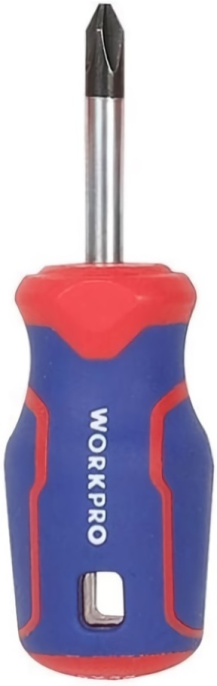 Отвертка WorkPro PH2X38мм WP221034 крестовая, хром-ванадиевое лезвие, черный магнитный наконечник, эргономичная ручка для удобного захвата