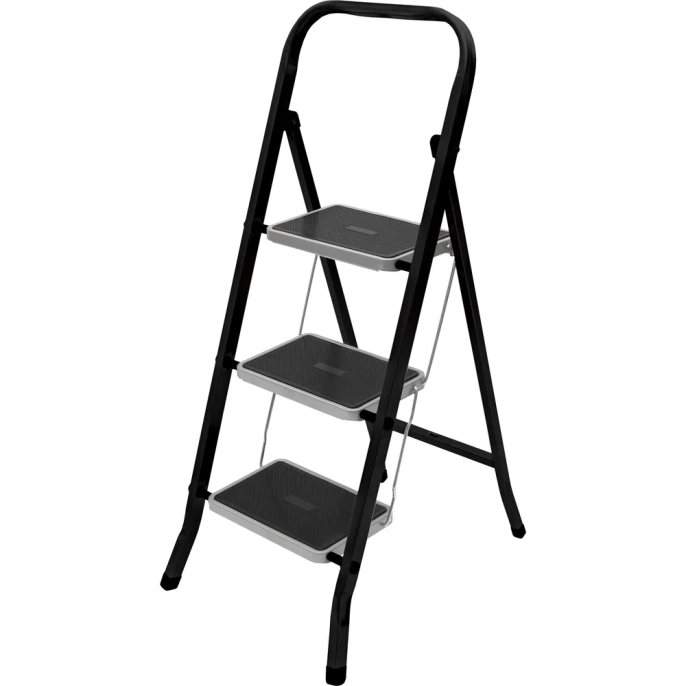 Стремянка Zalger Jet Black 3 широкие ступени, с ковриком, сталь 9910-3