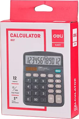 Калькулятор настольный Deli E837 черный 12-разр.