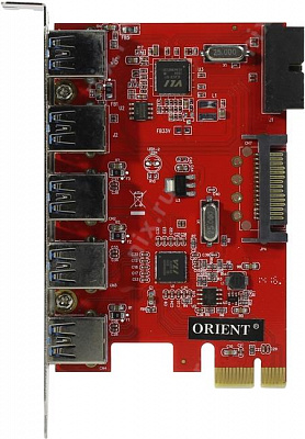 Контроллер Orient VA-3U5219PE (OEM) PCI-Ex1 USB3.0 5 port-ext 19 pin port-int