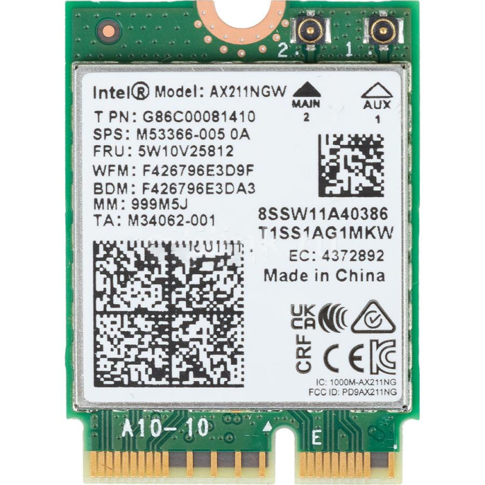 Плата сетевого контроллера Intel Wi-Fi 6E AX211 Gig+ , 2230, 2x2 AX R2 6GHz +BT, No vPro, 999M5J AX211.NGWG.NV