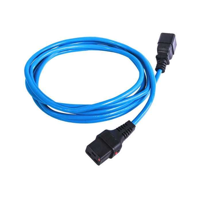 Шнур питания с фиксатором IEC 60320 C19/IEC 60320 C20, 16 А / 250 В 3 х 1,5 , длина 3 м, синий R-16-Cord-C19-C20-3-Blue
